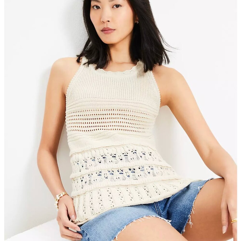 🦋 LOFT - Pointelle Swing Sweater Tank Top - Picture 3 of 6